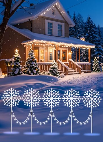 Minetom 10 Large Outdoor Snowflake Christmas Pathway Lights