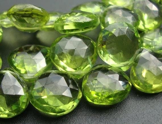Peridot vert pomme en coeur facetté, lot de 10 gemmes 7-8mm pour cadeau unique