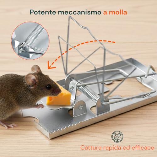 Avilia Set 2 Trappole Per Topi In Metallo - Perfette Per Interno O Esterno Casa - Ecologiche E Riutilizzabili - Resistono A Condizioni Atmosferiche Difficili - Facili Da Usare E Da Pulire - 4