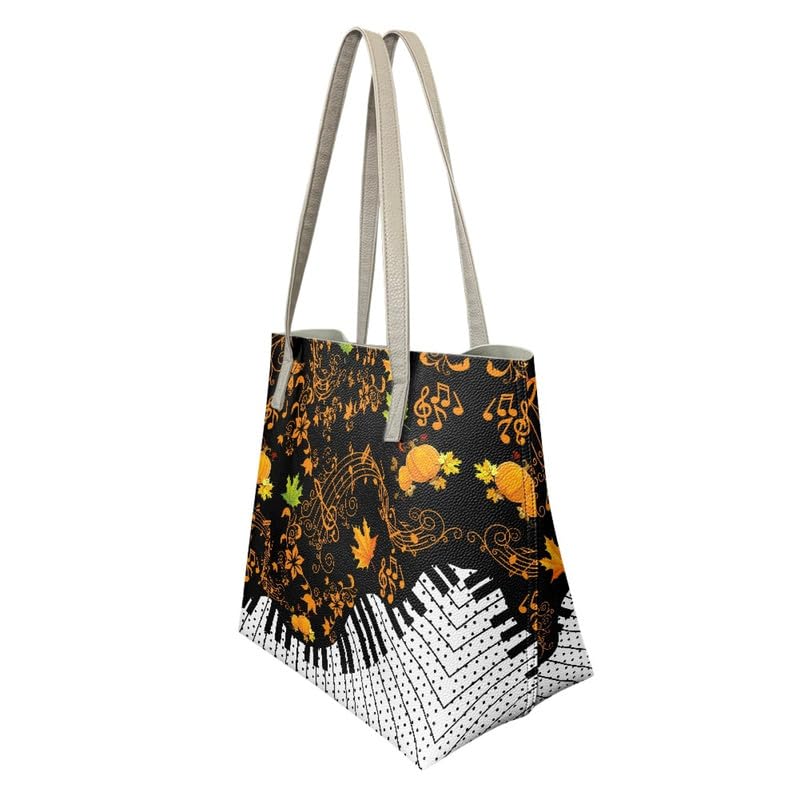 Thanksgiving Women Sling Bag Large Capacity Saddle Bag, Musical Note Piano Clutch Bag Laptop Bags Purse HandbBag, Fall Maple Leaves Shoulder Bag with Coin Pockets2