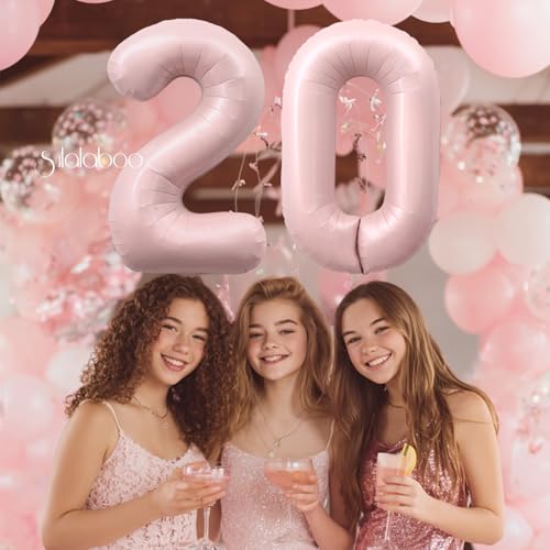 Image of 40 Inch Light Pink Number 20 Balloon 0-9 20th Foil Big Giant | Digital for Birthday Anniversary Graduation Decorations