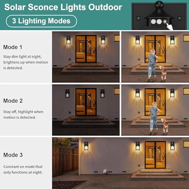 Solar Porch Lights Solar Sconce Lights Wall Light 5.8 * 5.8 * 11.8in