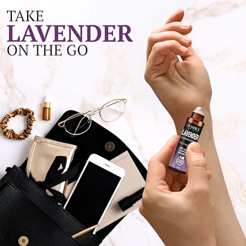 Image of Lavender Essential Oil Roll On - Pre-diluted Calming Lavender Oil for Relaxation, Sleep & Skin Care, Aromatherapy Roller, Lavender Roller Ball, Calming Gifts for Women, Men By Fiora Naturals