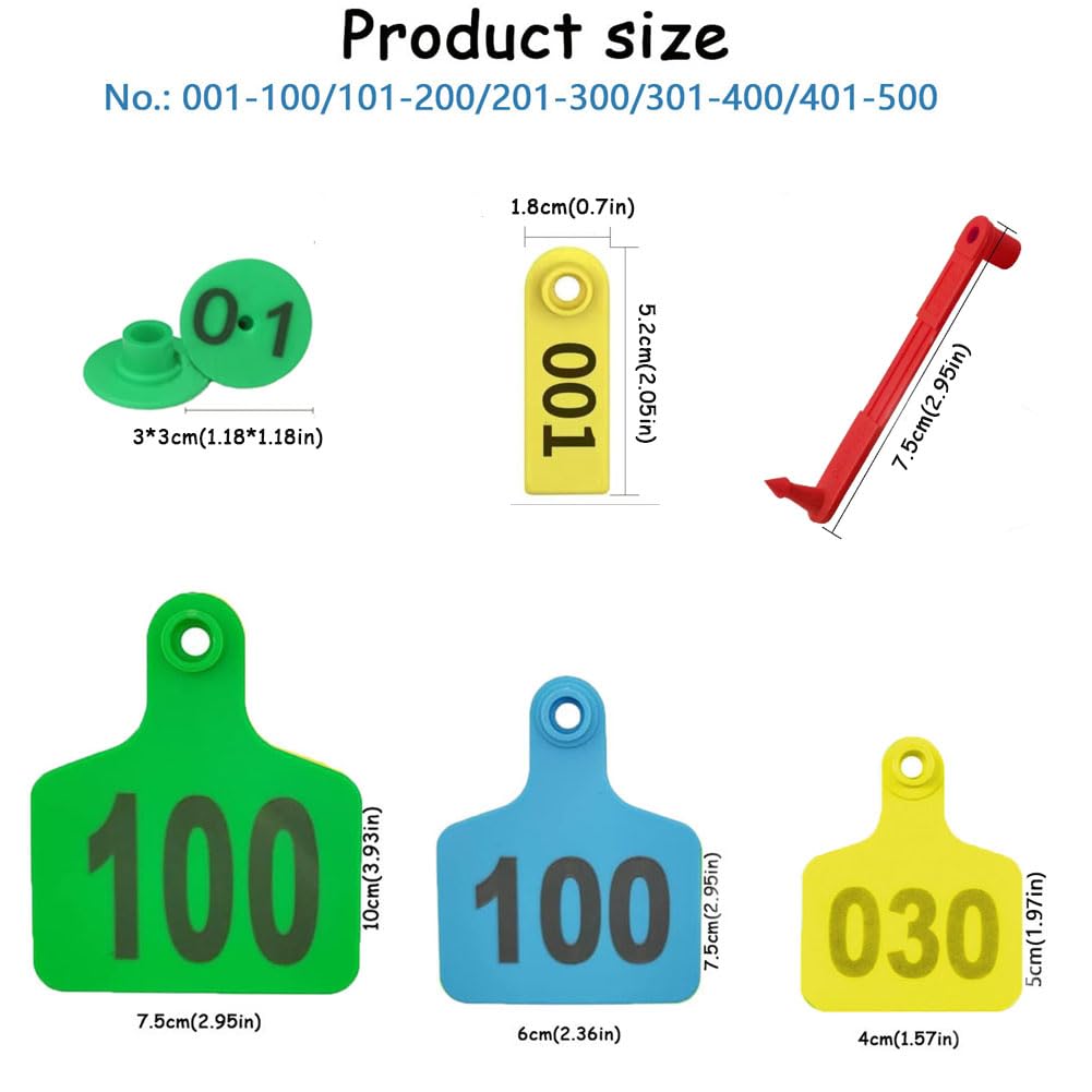 marchi auricolari, 100pcs Marcatore Auricolare Bovino Numerato 401-500 Blu