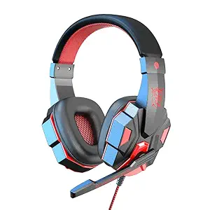 CHONCHOW Wired Over Ear Gaming Headphone with Noise Cancelling Mic, In-line Control, Ergonomic Design with Padded Ear Cushions, Compatible with PCs, Laptops and Other Devices with 3.5mm Audio (Black/Red)