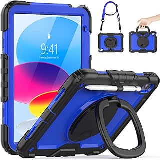 SEYMCY for iPad 9th/8th/7th Generation Case [3-Layer Shockproof] iPad 10.2 Case 360 Rotating Hand Grip Stand, Protective iPad Case 10.2 inch with Screen Protector Pencil Holder, iPad 9/8/7 Case, Black
