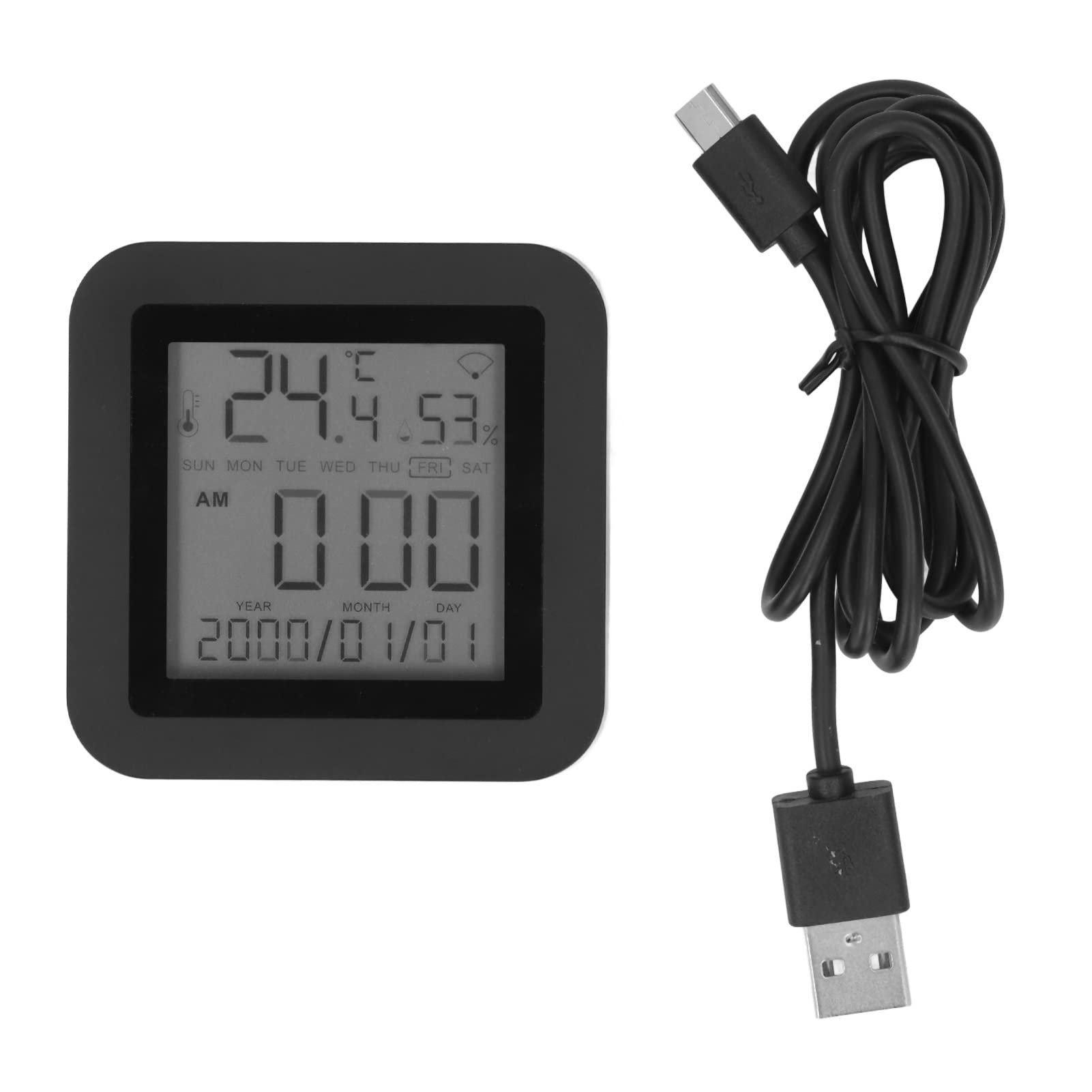 Termómetro higrómetro inteligente WIFI con control remoto por infrarrojos y pantalla LCD, medidor de temperatura y humedad compatible con Smart Life y Tuya APP, DC 5V, 2.4GHz WIFI