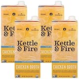 Kettle & Fire Organic Low Sodium Chicken Broth, 32 OZ (Pack of 4)