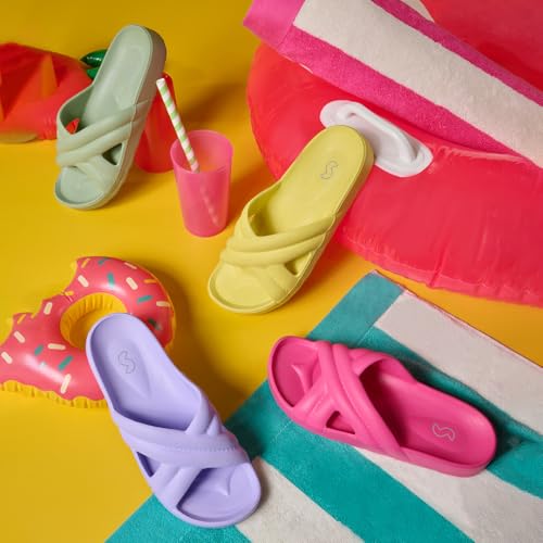 Image of SOLETHREADS SCOOP Slides for Women| Stylish | Comfy | Super soft | Ultra-Light | Phylon | Slippers | Flip Flops for Women|CANDY CANE|UK 4