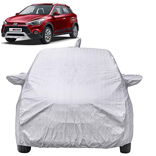 Image of Waterproof Car Body Cover Compatible with Hyundai I20 Active with Mirror & Antenna Pockets (Shinning Silver)