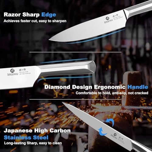 Image of imarku Knife Set, 16Pcs Japanese Knife Set with Block & Built-in Sharpener, High Carbon Stainless Steel Kitchen Knives, Ergonomic Handle, Dishwasher Safe,Santoku Knives, Home Essentials for Gifts