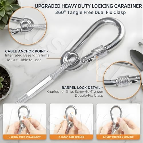 Image of Rushwak Stainless Steel Clothes Drying Rope with Carabiner Hooks Heavy-Duty Rust-Proof Cloth Rope for Drying Clothes Steel Wire for Clothes Drying Hanging Portable Clothesline - 5 Meter (Pack of 2)