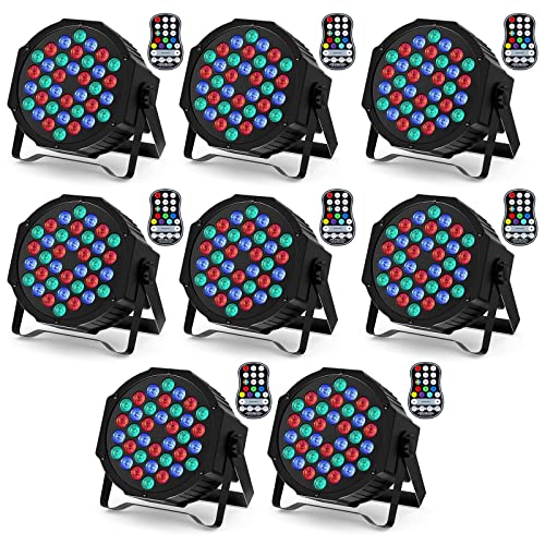 8PCS 36 LED RGB Foco LED Par con Recargable Batería,Faro Discoteca Luces Discoteca con Control...