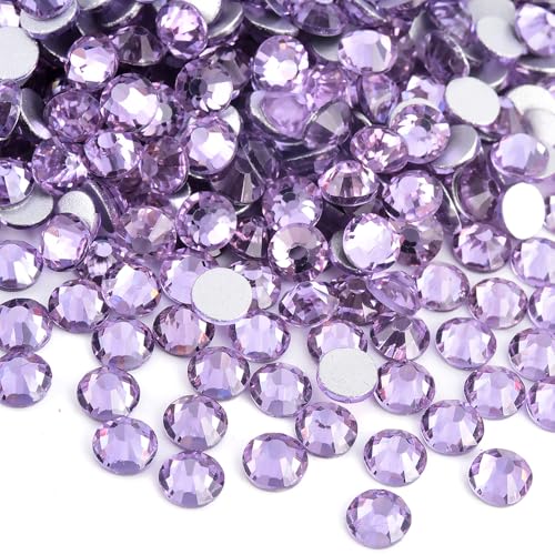 Image of 288pcs Lavender DIY Glass Flatback Rhinestones for Bedazzling,Round Crystal Gems for Nail Art,Stage Makeup,Clothing,Bag Decoration 0.24 inch 6.2mm SS30 Lt.Violet