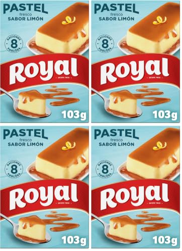 Royal Pastel Fresco Limón, Preparado en Polvo Sin Horno 8 Raciones, Pack 103 g (Paquete de 4)