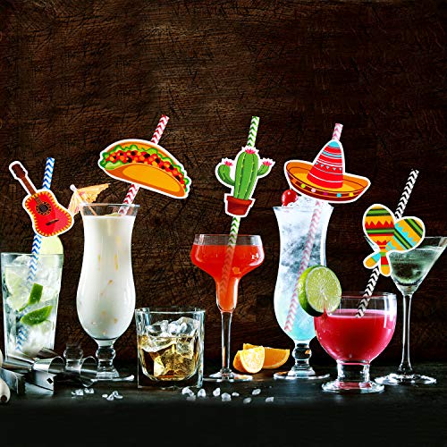 Blulu 72 piezas pitillos temáticos mexicanos para fiesta miniatura 4