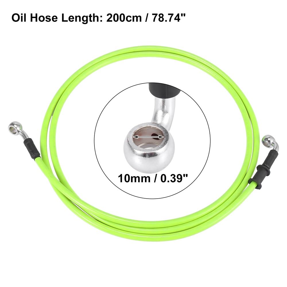 DAVBIR Moto Tubo Freno Tubo Flessibile Intrecciato Idraulico in Acciaio Inossidabile Rinforzato Verde per Moto da 40 Cm Tubo Flessibile Universale per Olio Frizione Freno(200cm)
