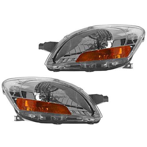 Image of TRQ Headlight Assembly Set TO2518108 TO2519108 Compatible with 2007-2011 Toyota Yaris