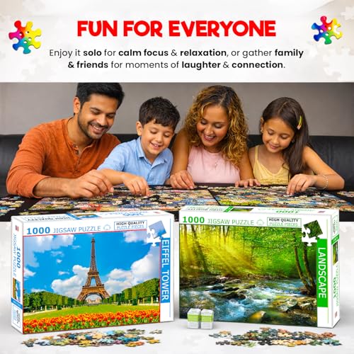 Image of Castle Jigsaw Puzzles for Kids and Childrens - Realistic Illustration Challenging Brain Booster Gifts, Fun and Creative Fun Game - Ages 5+ (500 Pcs) (Eiffel Tower + Landscape)
