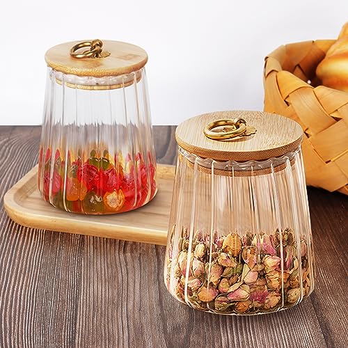 Yiter 2-Packs Glass Storage Jar, 700ml 24oz Clear Storage Canisters with Lids for Tea Coffee Nuts, Striped Glass Jars with Metal Handle for Kitchen, Pantry (Conical) - Cosy Home Interiors Yiter 2-Packs Glass Storage Jar, 700ml 24oz Clear Storage Canisters with Lids for Tea Coffee Nuts, Striped Glass Jars with Metal Handle for Kitchen, Pantry (Conical) - Image 6
