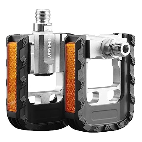Himiway Folding Bike Pedals with Reflective Strips, Aluminum Alloy Bicycle Foldable Pedals, 9/16 inch Non-Slip Wide Platform Cycling Pedals for Folding Bike, BMX Bike, MTB Bike, Road Bike Cover