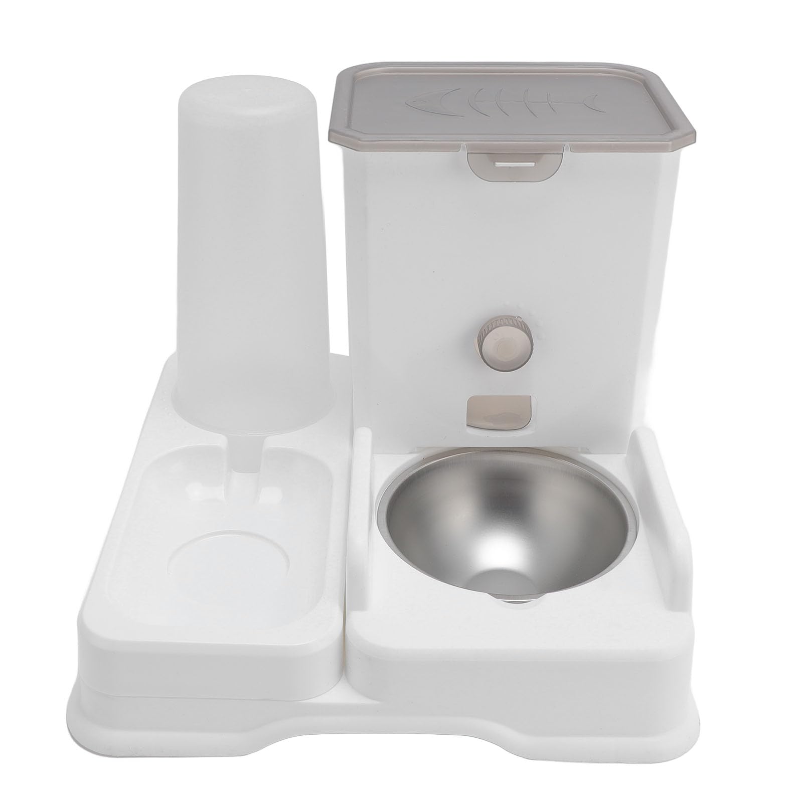 Aramox Distributore Automatico di Acqua per Alimenti per Animali Domestici, Design in Plastica Alimentatore per Cani e Gatti 2 in 1 con Doppie Ciotole per Idratazione e Nutrimento
