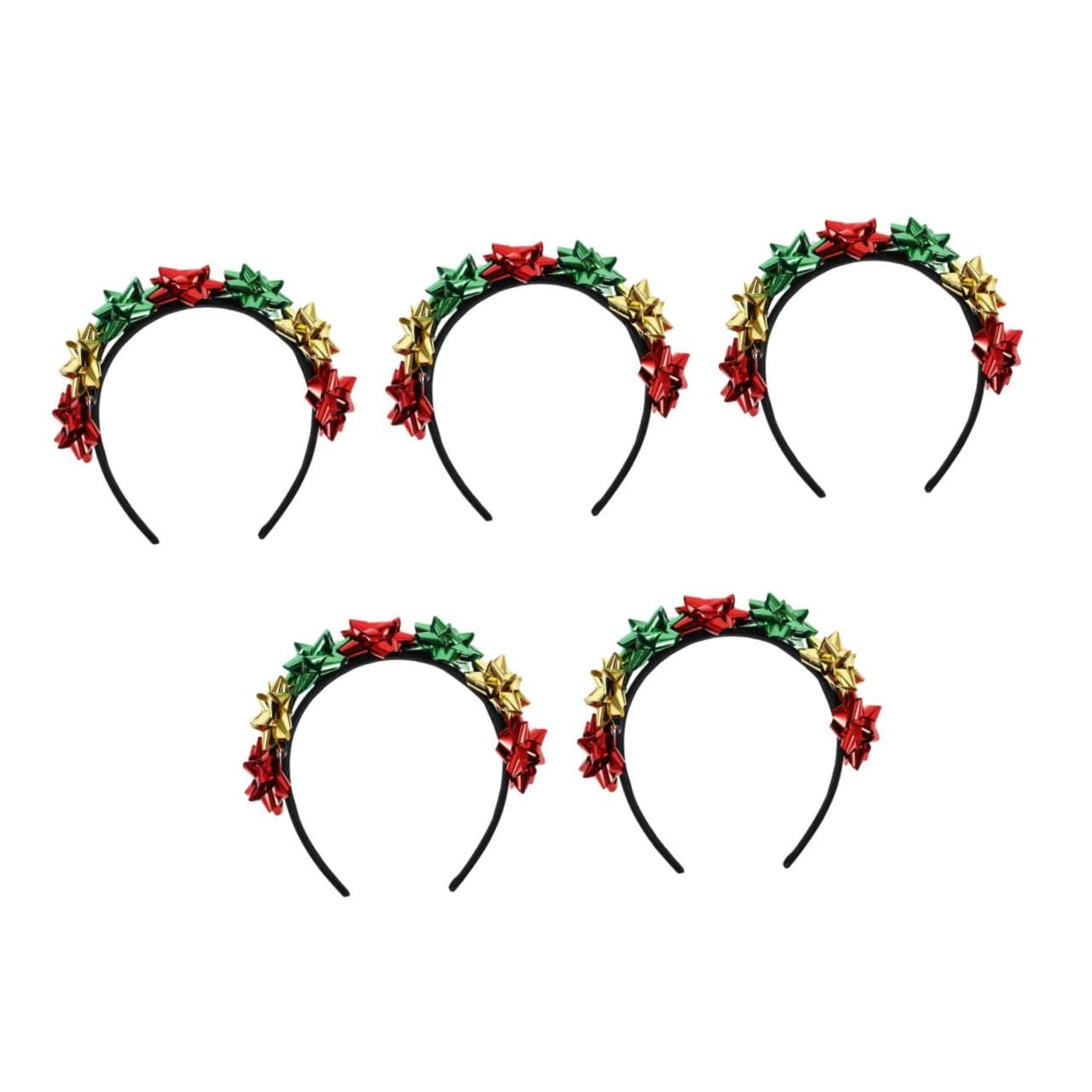 FRCOLOR 5 Piezas Diadema Navideña con Lazo Colorido Accesorios para Cabello de Fiesta Diseño Cómodo y Versátil para Tipos y de Cabello para Celebraciones de Navidad y Año