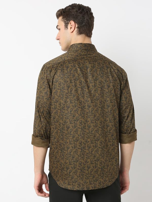 Image of MARK & ALBERT Men's Printed Full Sleeves Regular Fit Shirt Blue | 100% Cotton Stretchable Fabric