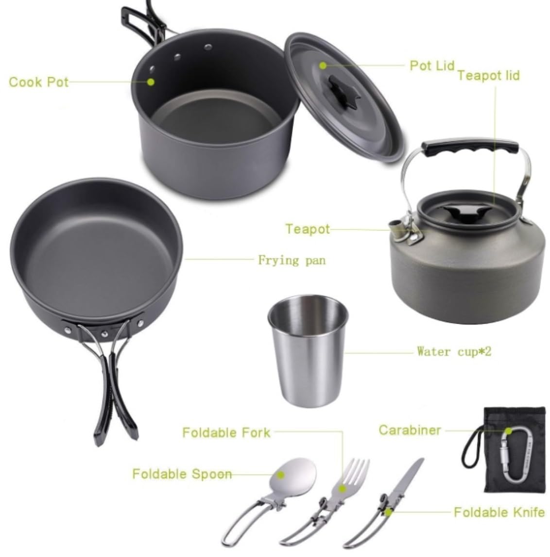 Campeggio Pentole Kit Di Pentole Da Campeggio Set Da Cucina In Alluminio Per Esterni Per 2 O 3 Persone Padelle Da Campeggio Pieghevoli Antiaderenti Trekking Escursione ( Color : Oranje , Size : 9pcs )