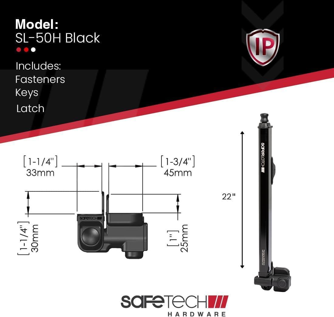 Safetech SL-50 Magnetyczny zatrzask do bramy, zamek do bramy basenowej, magnetyczny zatrzask do bramy górnej, ogród i różne bramy, bezpieczeństwo dla dzieci i zwierząt domowych, samozamykający się i
