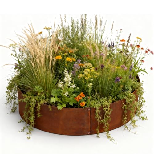 Czaja Pflanzring Ø 120 cm Edelrost, 20 cm Hoch - Rund Hochbeet Rost Pflanzgefäß Pflanzkübel Metallring Kräuterbeet Stahlring Stahl Ring