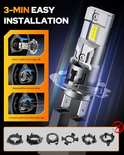 Image of Ursprung πππππ¬π-πππ§ H7 Led Bulb,ππ―π²π¬π¬π¬ππ H7LL 24 DualβSided HighβFocus CSP LED Chips, Canbus Ready, Superior Heat Dissipation, ππ,πππHrs Lifespan Fog, IP68 Waterproof, 2 Pack