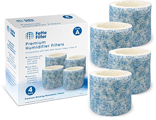 Fette Filter - Upgraded Blue Mesh Treated Layer Humidifier Wicking Filters Compatible with Honeywell HAC-504AW, Filter A for Models HAC-504, HAC-504AW, HCM 350 and Other Cool Mist Models - Pack of 6