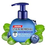 Whitening Toothpaste, baking soda Strengthening Stain Removal Toothpaste Fight Bleeding Gums White Toothpaste, Natural, Fluoride Free, Pump Packaging (Blueberry)