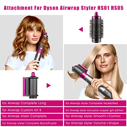 Anti-Flying Nozzle + Round Volumizing Brush For Dyson For Airwrap Styler Hs01/Hs05 970750-01 969489-01, Smoothing Dryer Attachment For Dyson Airwarp #TOP1