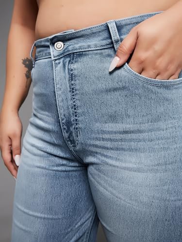 Image of Miss Chase A+ Women's High Rise Regular-Length Stretchable Denim Wide-Leg Shaping Jeans