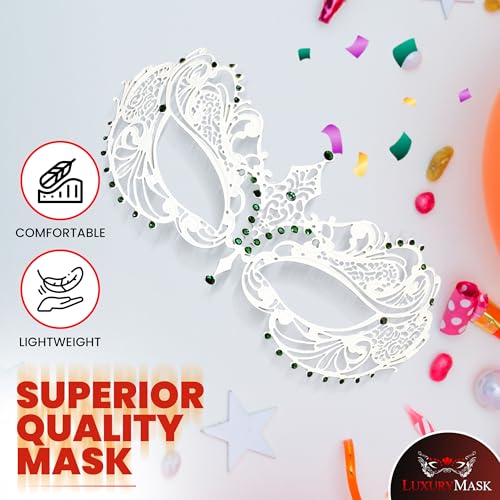 Image of Masquerade Mask for Women with Rhinestones - Elegant Metal Half Face Mask for Masquerade Parties, Mardi Gras, & Themed Events