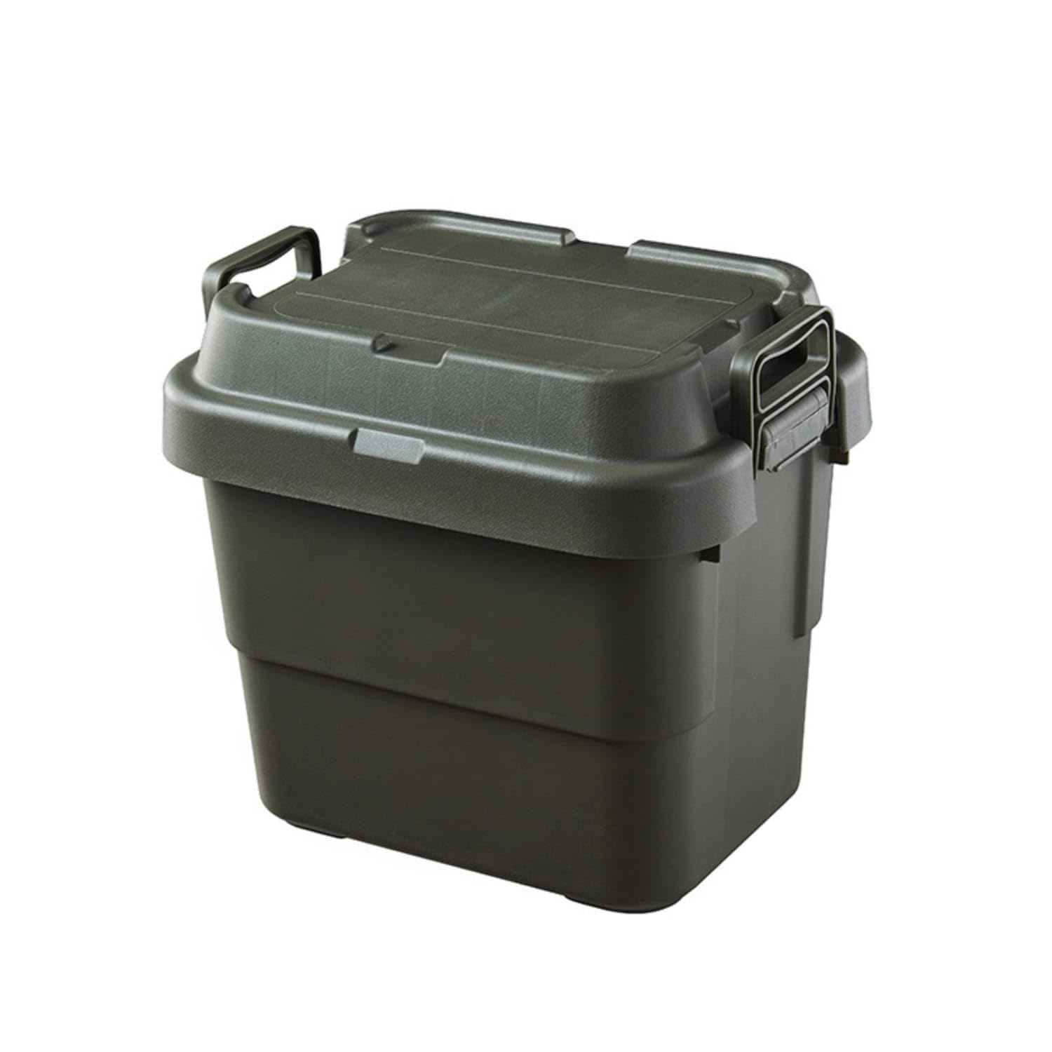 Stackable ABS Storage Box with Lid Slimline Storage Box with Lid Rigid Compact for Campers, Travelers, Car Trunk, Camping, Garage, Army Green, 22L-image-17