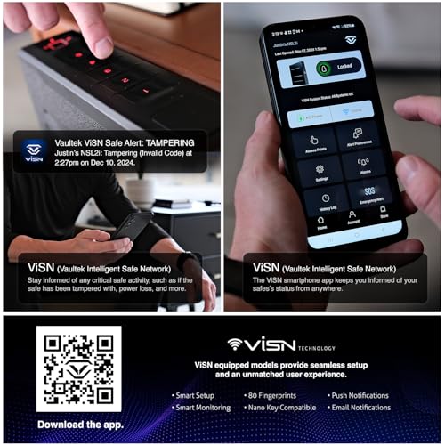 VAULTEK Slider Series Rugged Smart Handgun Safe Quick Auto-Open Sliding Door Pistol Safe with Biometric Scanner, Live Alerts, and Mounting Plate (Biometric + ViSN WiFi)