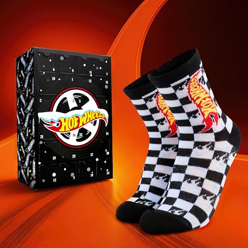 Get Trend Hot Wheels Socks Advent Calendar 2025 for Boys UK 9-13, 24 Pairs of Casual & Sports Socks, Christmas Countdown, Gamer Gifts for Him (Black Hot Wheels) - Image 3