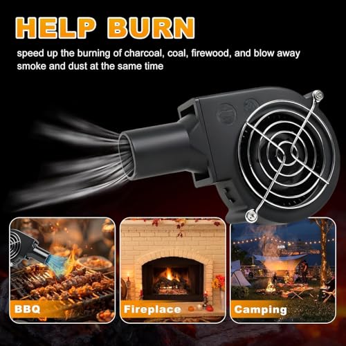 Image of MYADDICTION 12V Barbecue Air Blower Fan, Portable Mini Fire Starter for Charcoal Grill & Wood Stove, DC Camping Blower with Air Outlet & Speed Controller (Style A)