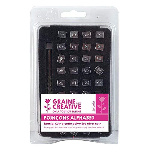 Graine Créative Stamp set 36 Letters and numbers for leather and polymer clay, {Color}