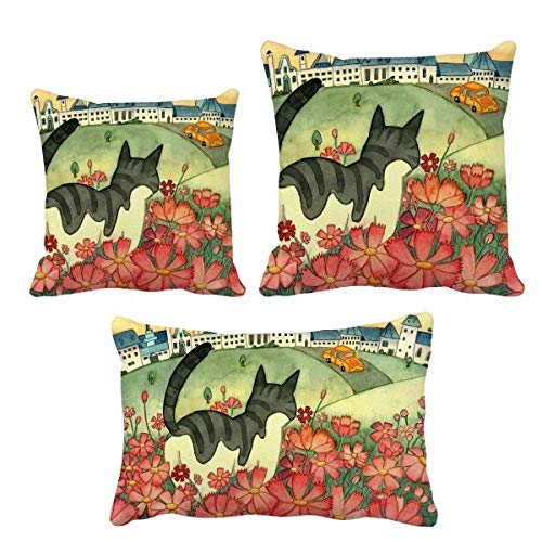 Coussin de chat fleurs aquarelle La Ville Miaoji luxe sofa