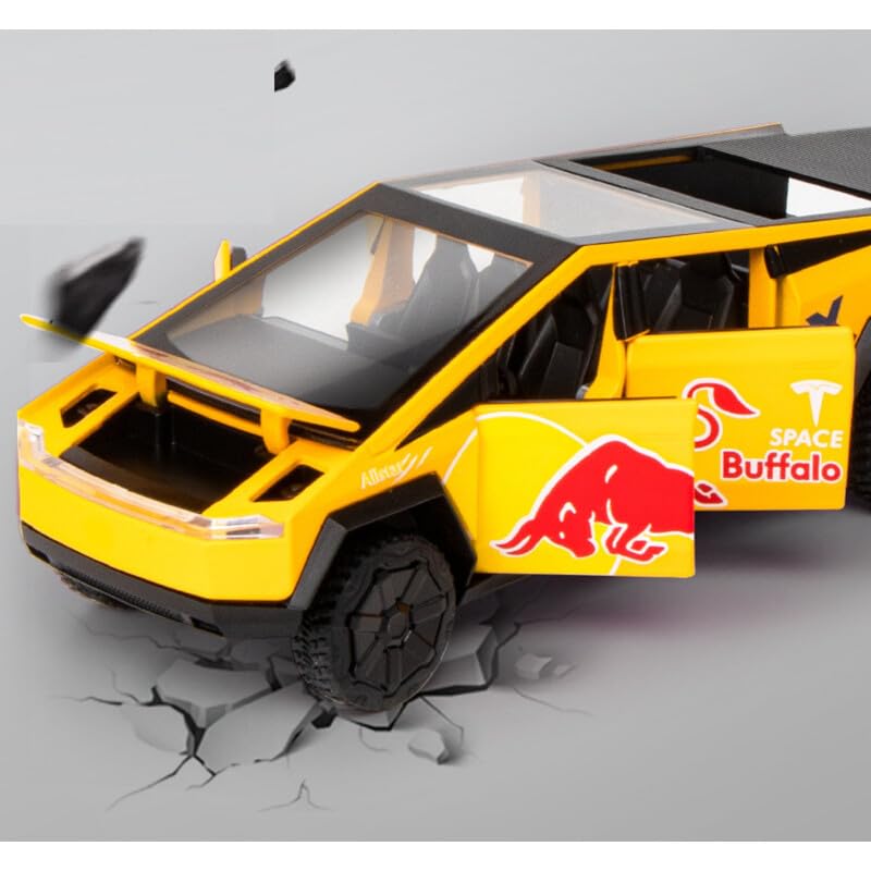 Image of 1:32 Tesla Cybertruck Red Ball Edition - Black Alloy Diecast Pullback Metal Car Toy