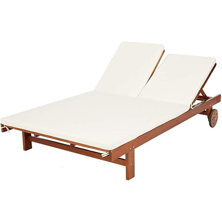 Amazon De Miavilla Gartenliege Duo Sonnenliege Fur 2 Personen Mit Auflage Eukalyptusholz Gartenliege Für Zwei Personen