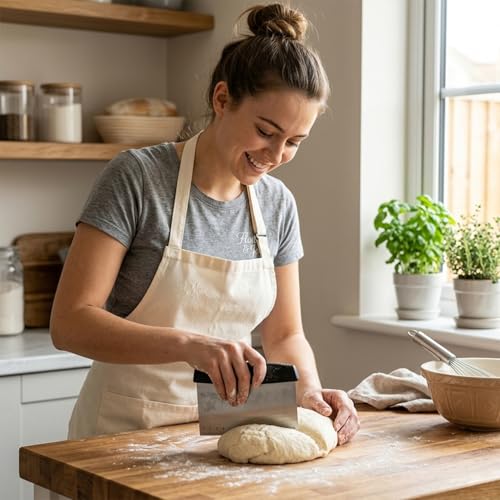 Image of Oblivion Dough Cutter 1 Pc - Stainless Steel Dough Scraper & Cutter with Non-Slip Handle & Measuring Scale, Pastry Bench Scraper for Baking, Dough Divide, Cake Decorating & Prep Tool for Bakers & Chef