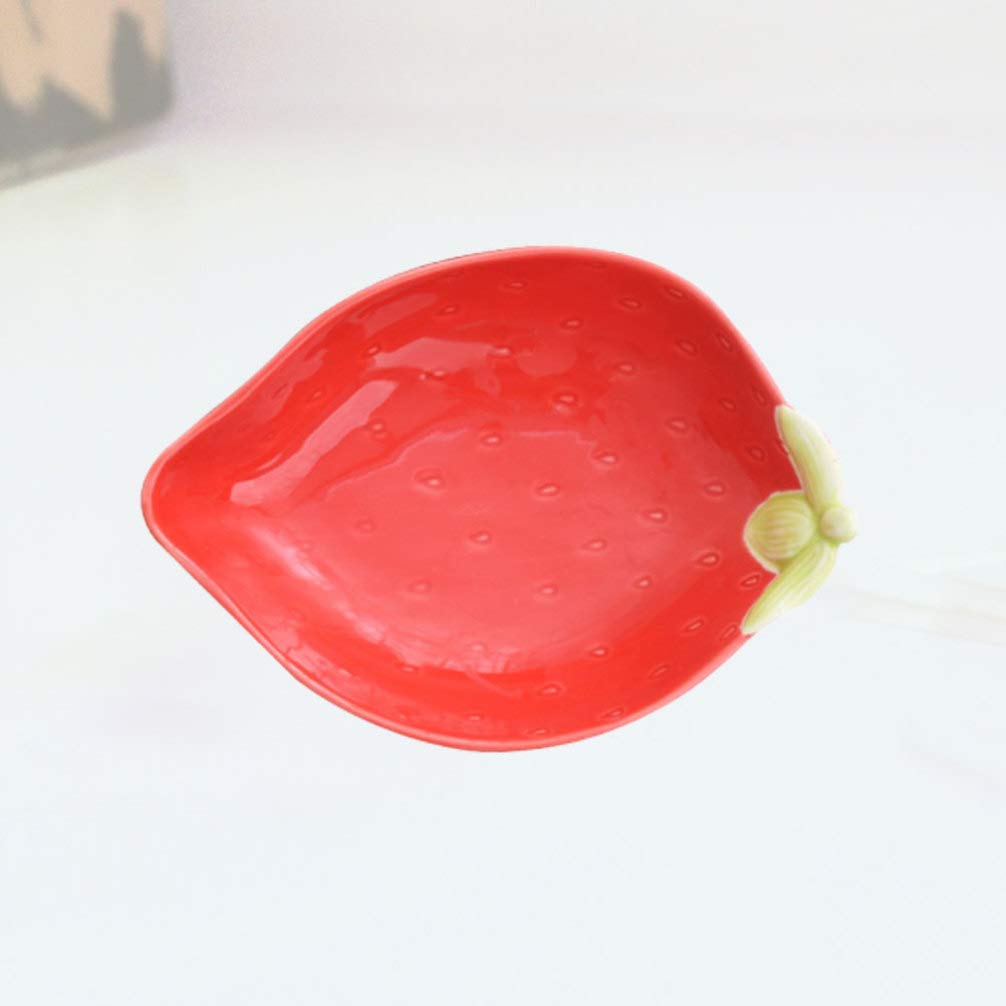 Ceramiczna miska ramen, 3D Owoce Potrawy Półmisek Miska Truskawek Pojemnik do serwowania przekąsek Deser Sałatka Ryżowa Ciasto Pudding Cukierki Czerwone Naczynia do serwowania Tapas Dania (Size : Red