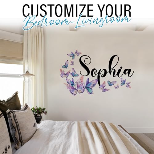Vinilo decorativo personalizado mariposa para habitación de niñas miniatura 2