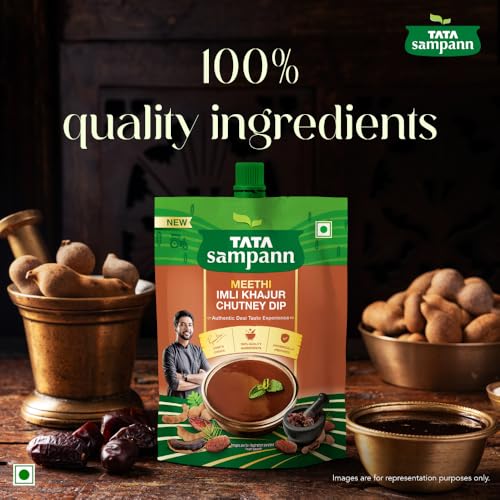 Image of Tata Sampann Meethi Imli Khajur Chutney Dip, Made with Tamarind & Dates, Sweet & Tangy Flavour, Ready to eat, Pairs Well with Chaats & Snacks, Quality Ingredients, Hygienically Prepared, 200 g