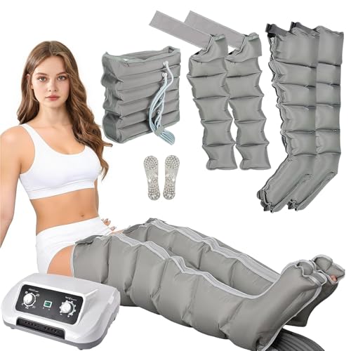 FahQuintuple Botas Presoterapia Piernas, Maquina De Presoterapia Profesional para Casa, 6 Cámaras Masajeador De Piernas para Mejorar La Circulación Sanguínea, Relaje Los Músculos, Drenaje Linfático